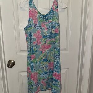 Lilly Pulitzer Blue and Pink Graphic Mini Dress